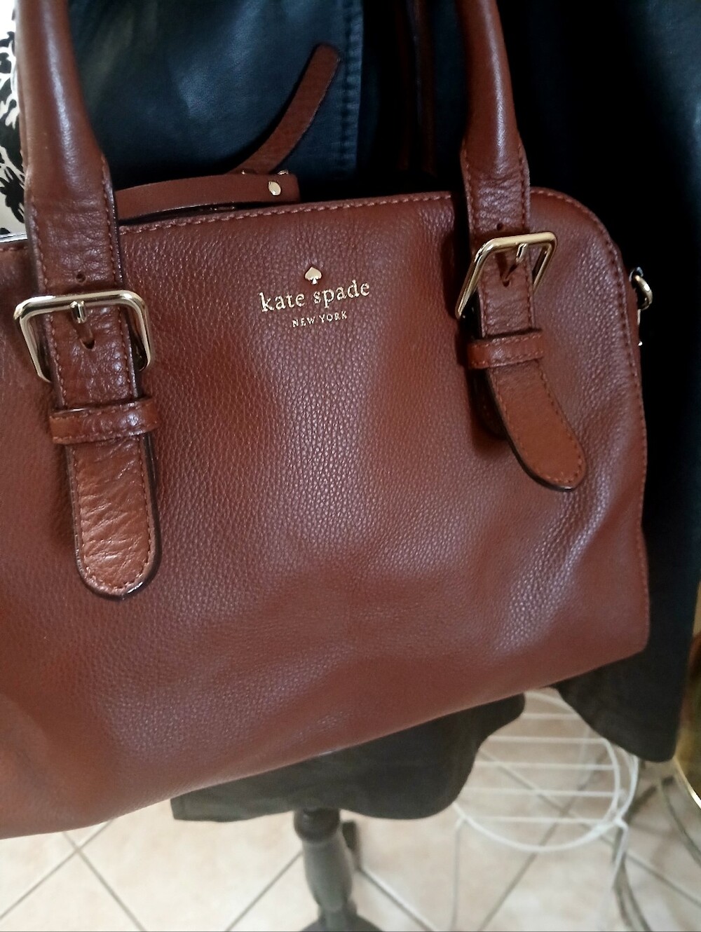 Kate Spade Brown Leather Tote with Gold Hardware